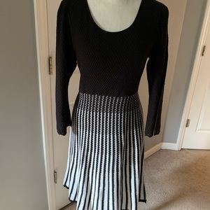 Black and White Mid Length sweater dress